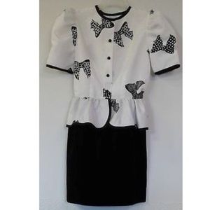 Vintage Girl's White and Black Dress w/Bow Rare Ed